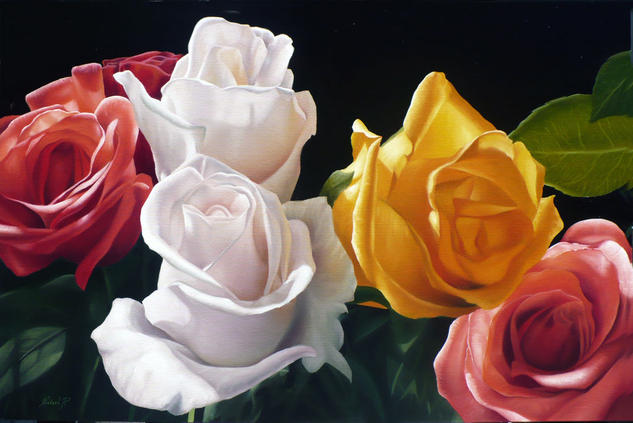 rosas Lienzo Óleo Floral