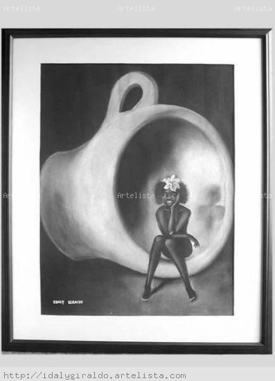 COFFEE WOMAN Pastel Papel Figura