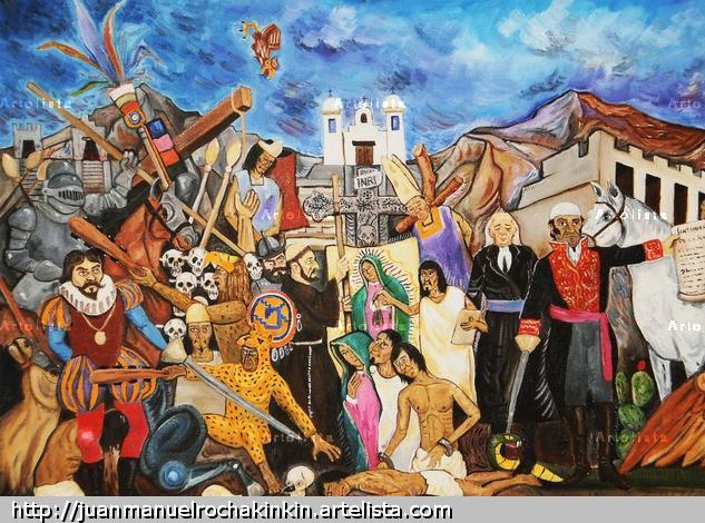 Breve Tratado Pictorico de la Historia de Mexico I por Kinkin Lienzo Retrato Óleo