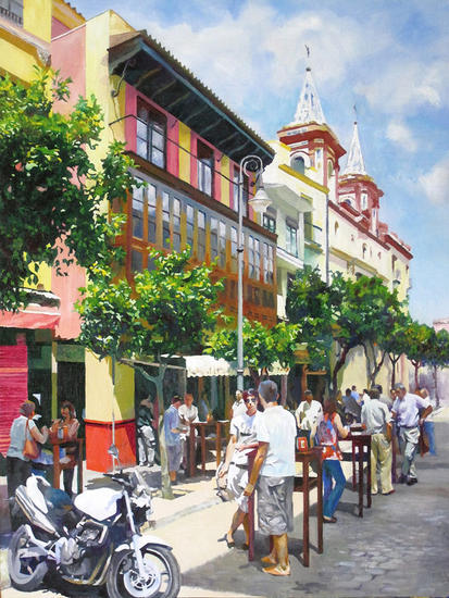 PLAZA DEL SALVADOR Tabla Paisaje Óleo