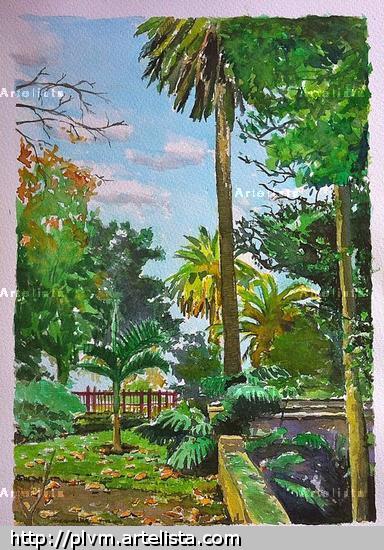 Palmeras en Osorio Papel Paisaje Acuarela