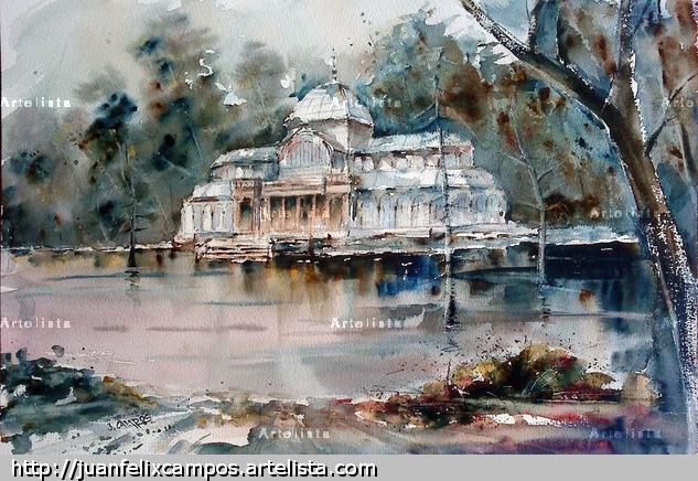Palacio de Cristal (Madrid) Papel Paisaje Acuarela
