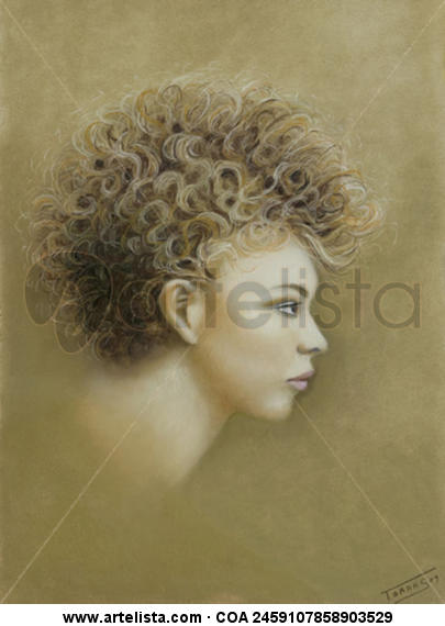 Perfil amb cabell ros Pastel Cartulina Retrato
