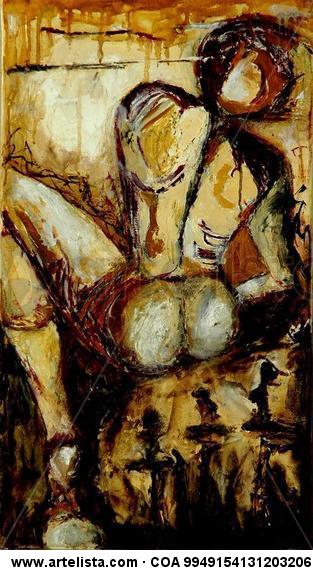 En el borde Lienzo Óleo Figura