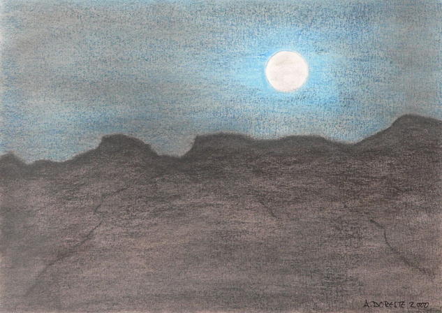 Luna llena Papel Pastel Paisaje
