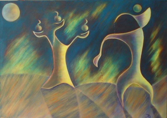 Homenaje a la luna Óleo Lienzo Paisaje