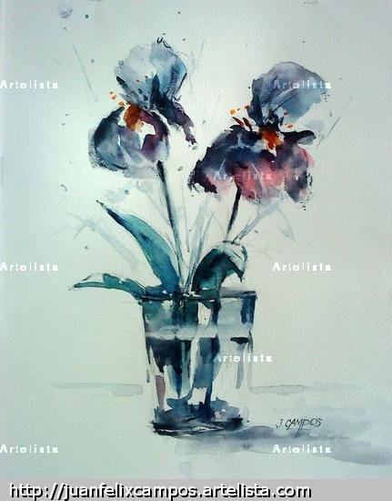 Vaso con flores Papel Floral Acuarela