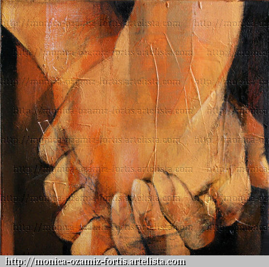 Tu y yo (Serie Manos) Media Mixta Lienzo Figura