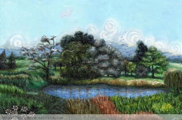 PEQUEÑO LAGO Acrílico Lienzo Paisaje