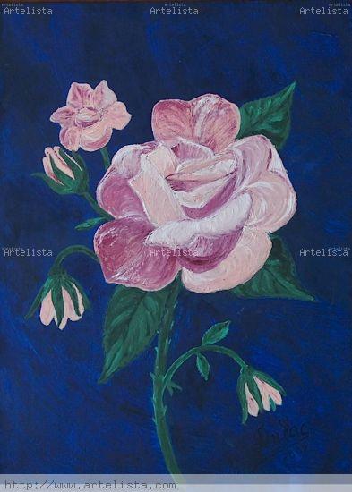 Rosa Cartulina Floral Óleo