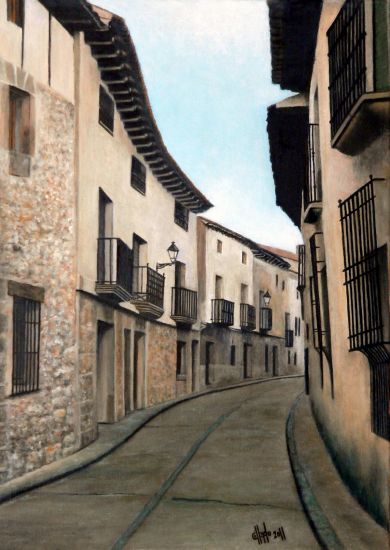 Calle arriba Lienzo Paisaje Óleo