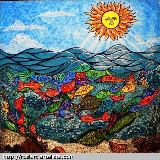 Reciclando océanos Acrílico Tabla Paisaje