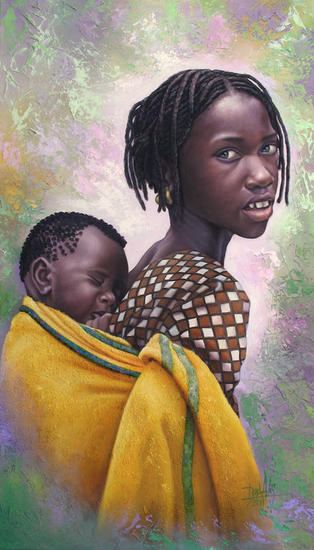 NIÑA DE RAZA NEGRA Lienzo Óleo Figura