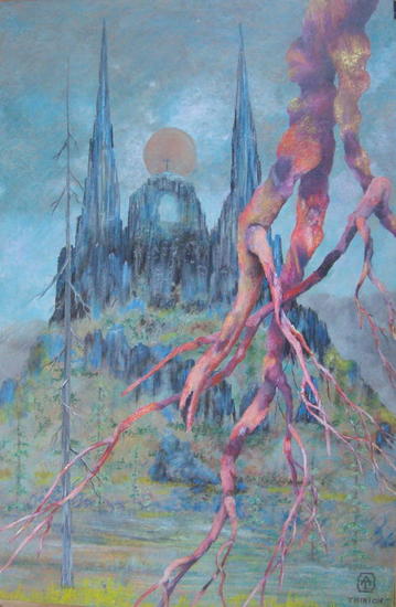 La Catedral de la Tierra Cartulina Óleo Paisaje