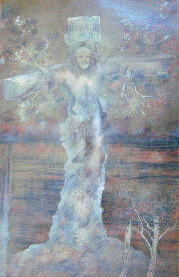 El Cristo más famoso de México Óleo Cartulina Figura