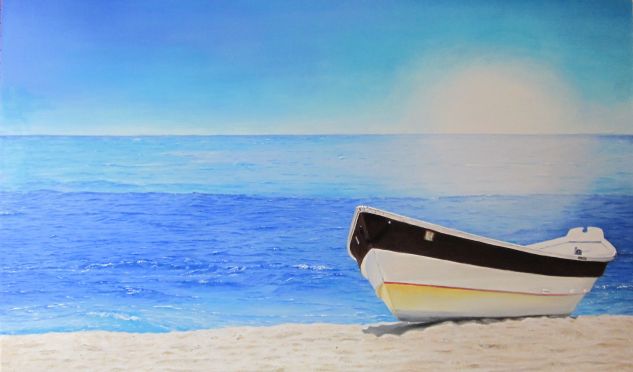 LA BARCA Óleo Tabla Paisaje