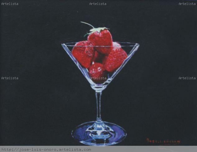 Copa de con Fresas Acrílico Lienzo Bodegones