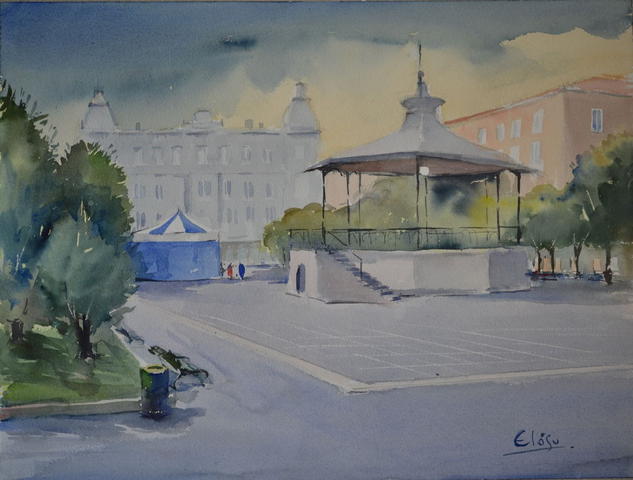 Paisaje Urbano.-Santander Acuarela Papel Paisaje