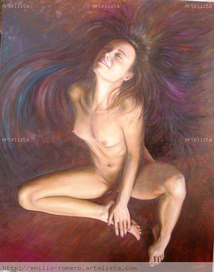 Entre el fuego y el cielo Desnudos Lienzo Óleo