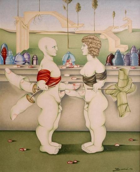 Preparacion al rapto de garímedes. Buró de Gracia, Carlos Óleo Tabla Figura
