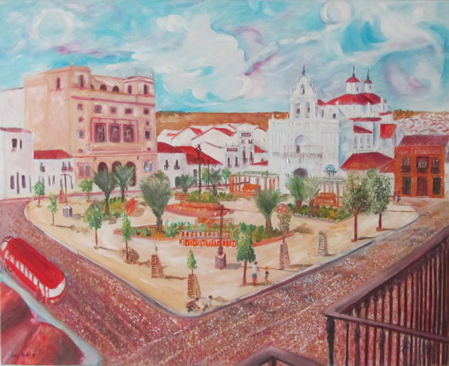 PLAZA DEL CRISTO. AÑOS 40-50 Óleo Lienzo Paisaje