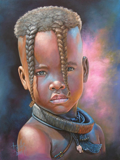Niño de raza negra Acrílico Lienzo Retrato