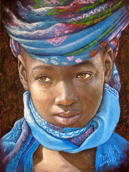 Niña de África Lienzo Acrílico Retrato