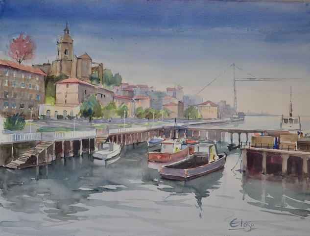 Portugalete Acuarela Papel Marina