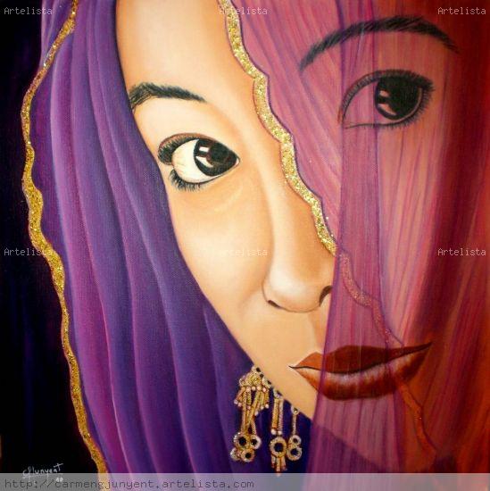 MIRADA DE ASIA Retrato Lienzo Acrílico