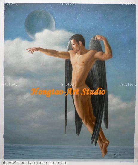 Original painting man art-angel of male nude by Hongtao Óleo Lienzo Desnudos