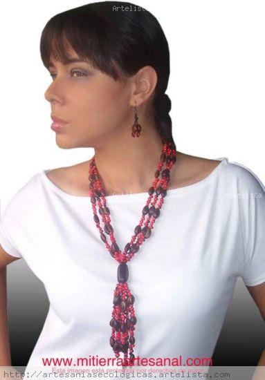 Collar y Pendientes de Coco Lamina Bisutería Joyería y Bisutería