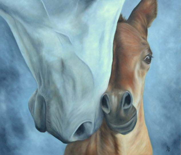 Siempre a tu lado Óleo Lienzo Animales