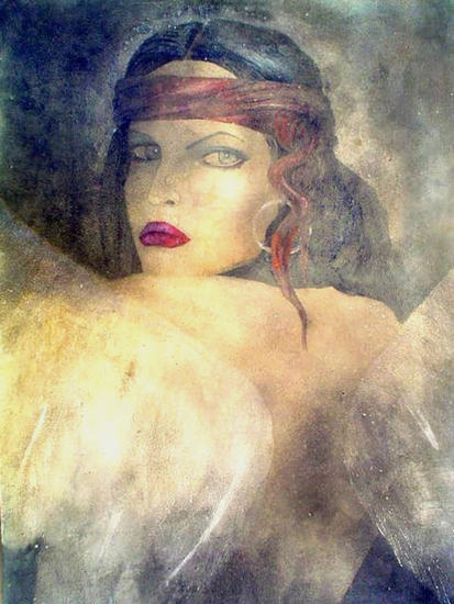 ANGELA Figura Óleo Cartulina