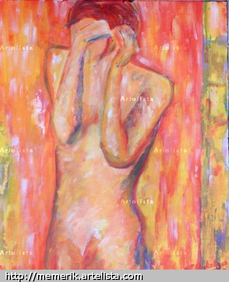 Mujer peinándose Óleo Desnudos Lienzo
