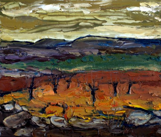 Paisaje invernal Óleo Tabla Paisaje