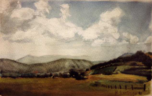 Paisaje de Cantabria Acuarela Papel Paisaje