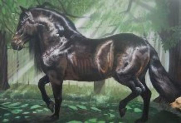 caballo consentido Óleo Lienzo Paisaje