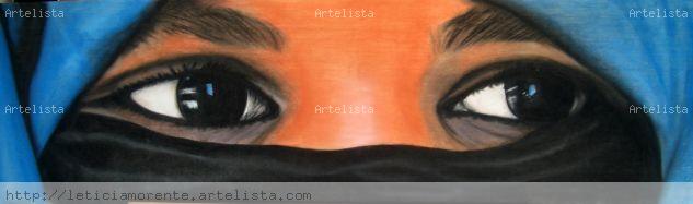 Mirada del desierto. Pastel Tabla Retrato