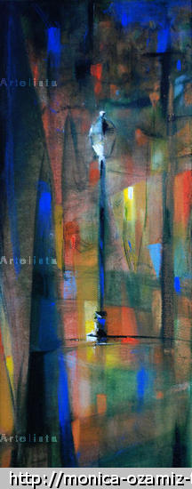 La farola Media Mixta Paisaje Lienzo
