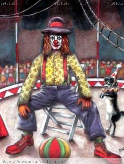 PAYASO Y PERRO Acrílico Lienzo Otros