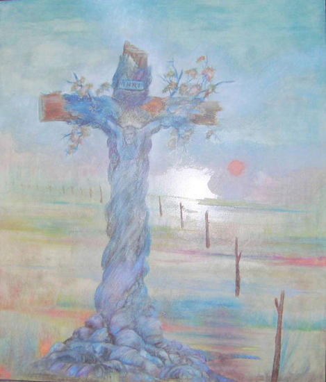 El Cristo de México, un óleo de Alberto Thirion Tabla Óleo Paisaje