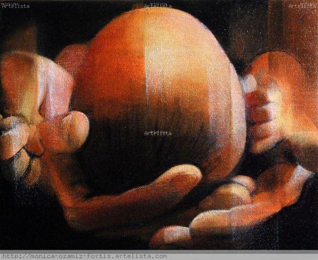 Recién nacido (serie Manos) Media Mixta Lienzo Figura
