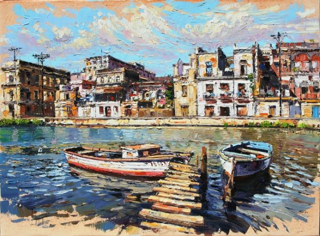 A FLOTE Lienzo Óleo Marina