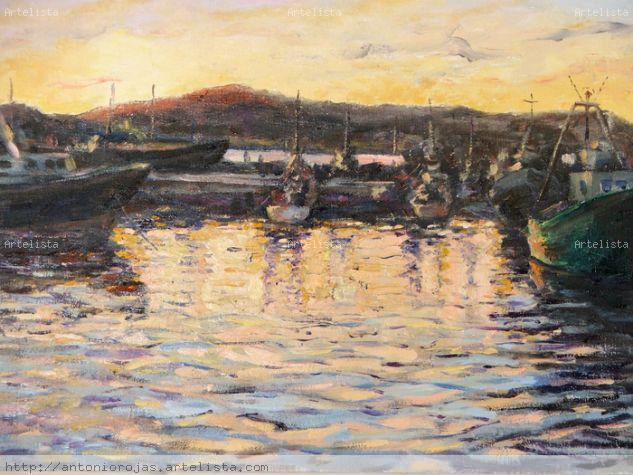 Atardecer en el puerto Otros Marina Óleo