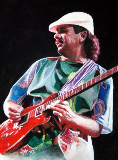 Carlos Santana Papel Gouache Figura
