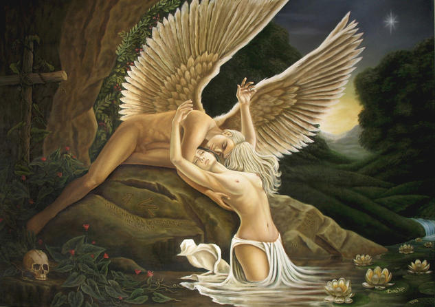 EL ABRAZO Lienzo Óleo Desnudos