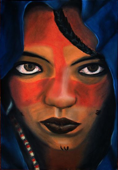 Serie Mujeres Exoticas Tuareg III Papel Pastel Retrato