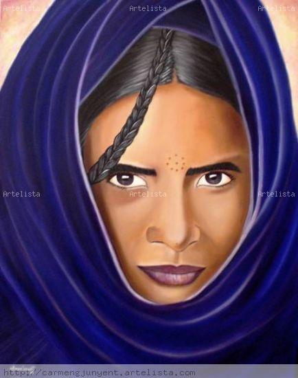 MIRADA TUAREG Acrílico Lienzo Retrato