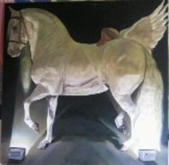 caballo y angel Lienzo Animales Óleo