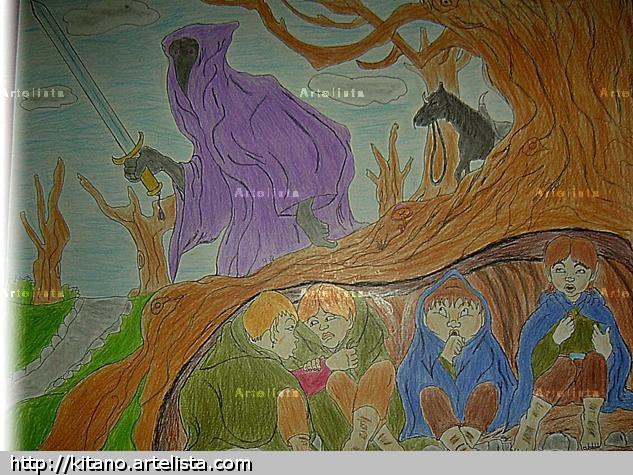 el señor de los anillos,huyendo del nazgul Lápiz
